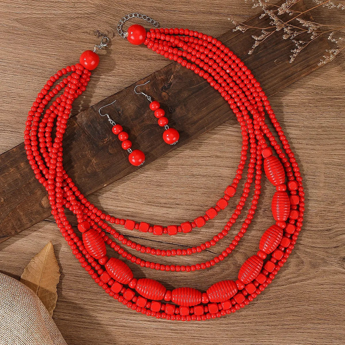Turquoise Beaded Necklace & Earring Set