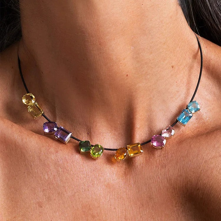 Colorful Gemstone Rope Necklace
