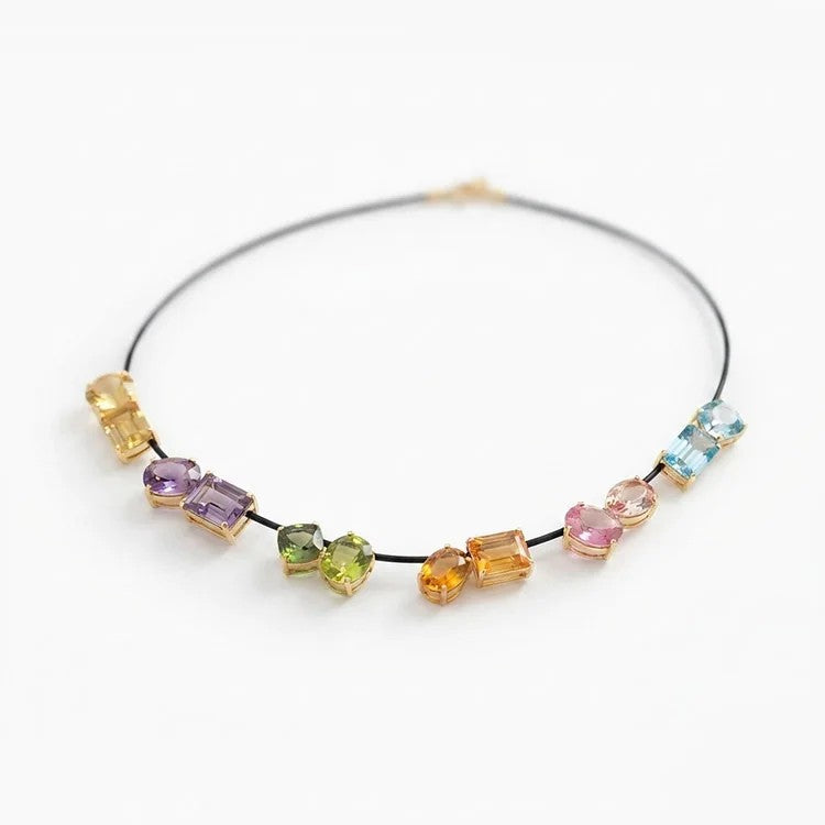 Colorful Gemstone Rope Necklace