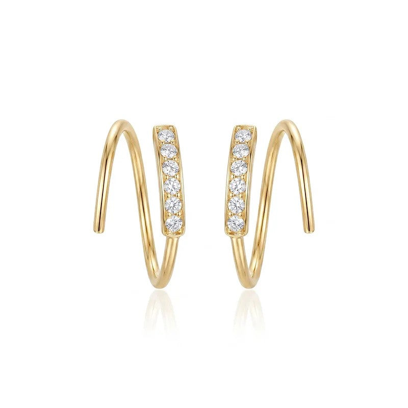 Zircon Spiral Bar Earrings