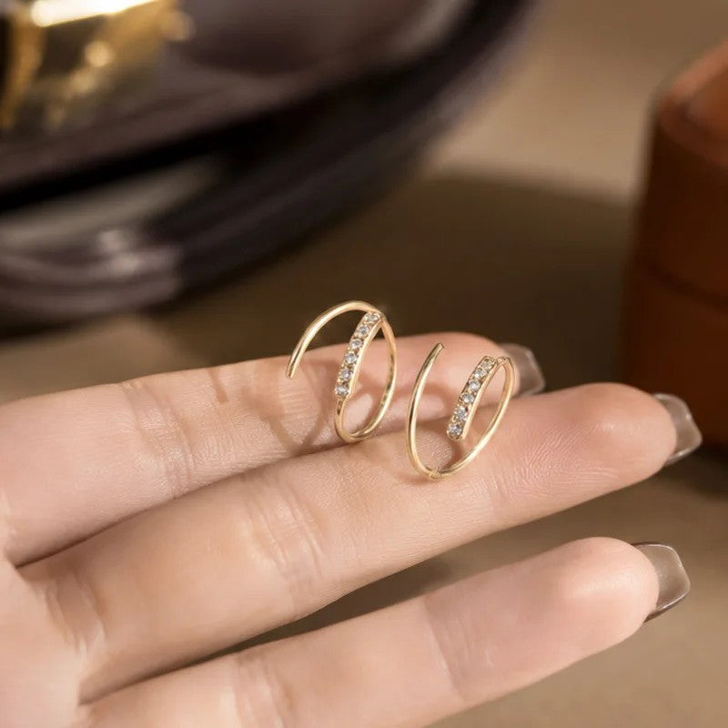 Zircon Spiral Bar Earrings