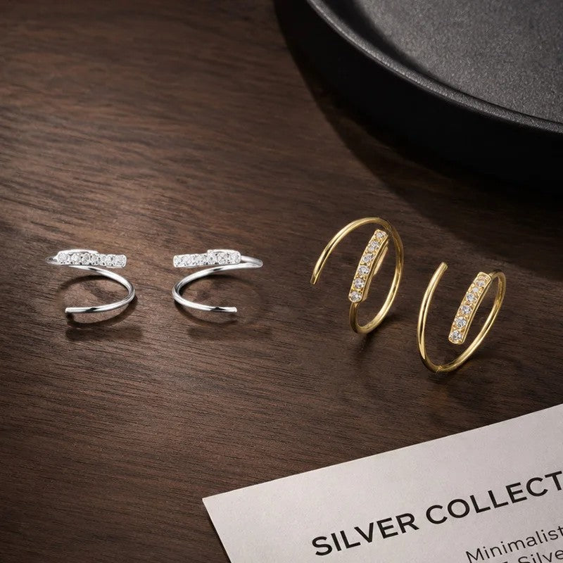 Zircon Spiral Bar Earrings