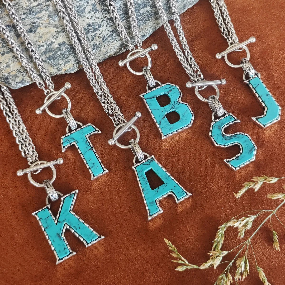 Turquoise Letter Toggle Necklace