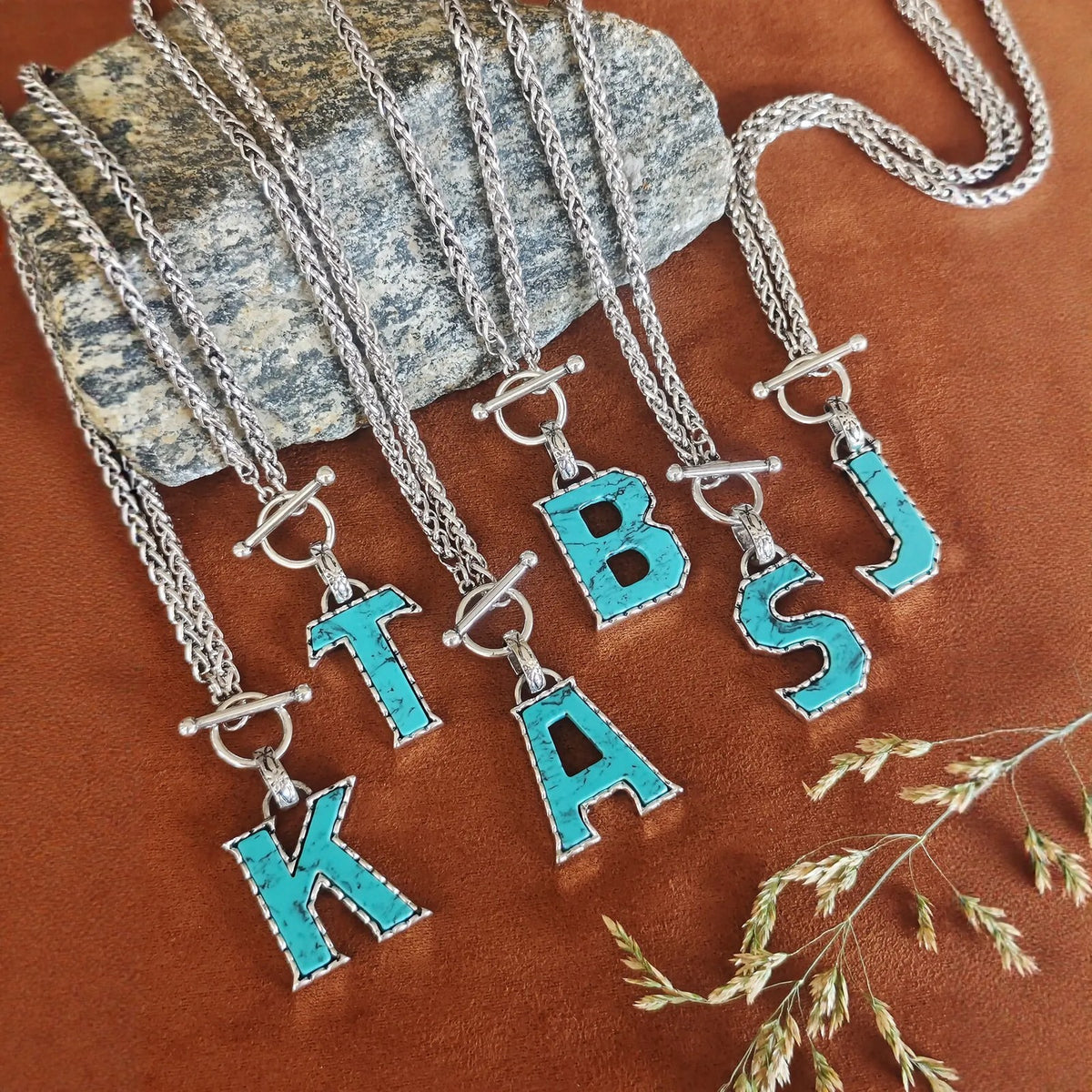 Turquoise Letter Toggle Necklace