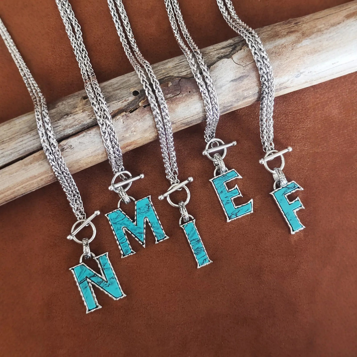 Turquoise Letter Toggle Necklace