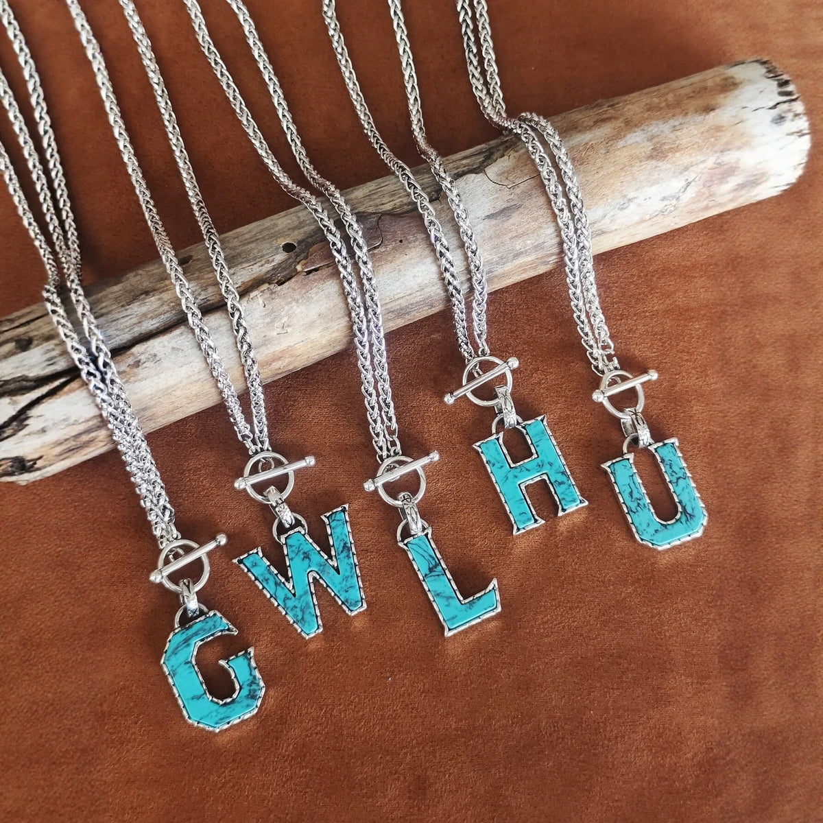 Turquoise Letter Toggle Necklace