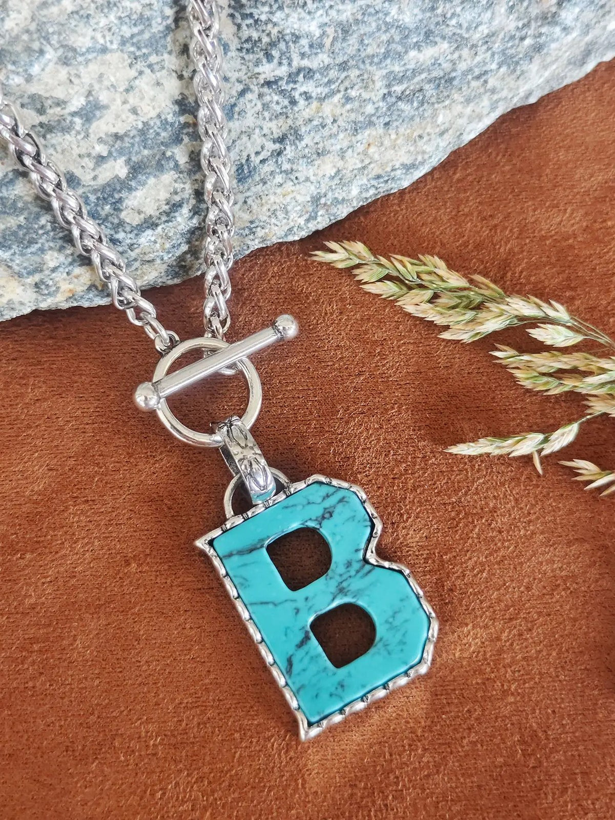 Turquoise Letter Toggle Necklace