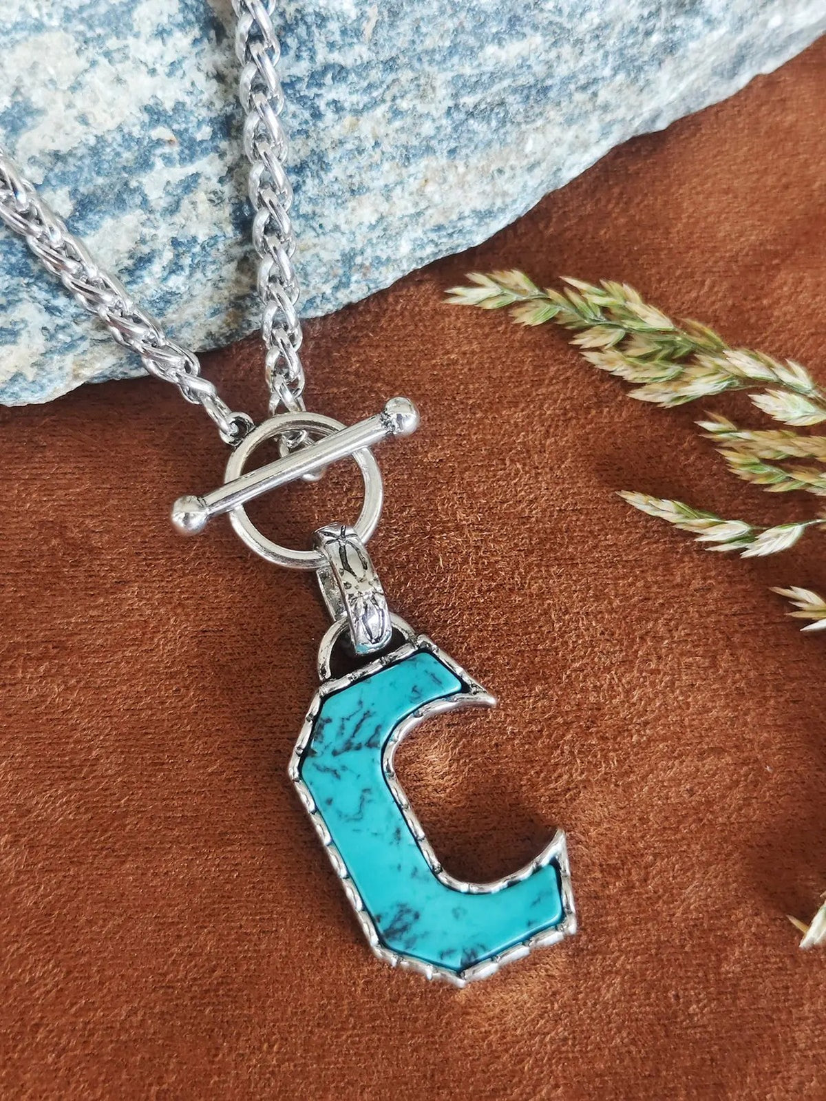 Turquoise Letter Toggle Necklace
