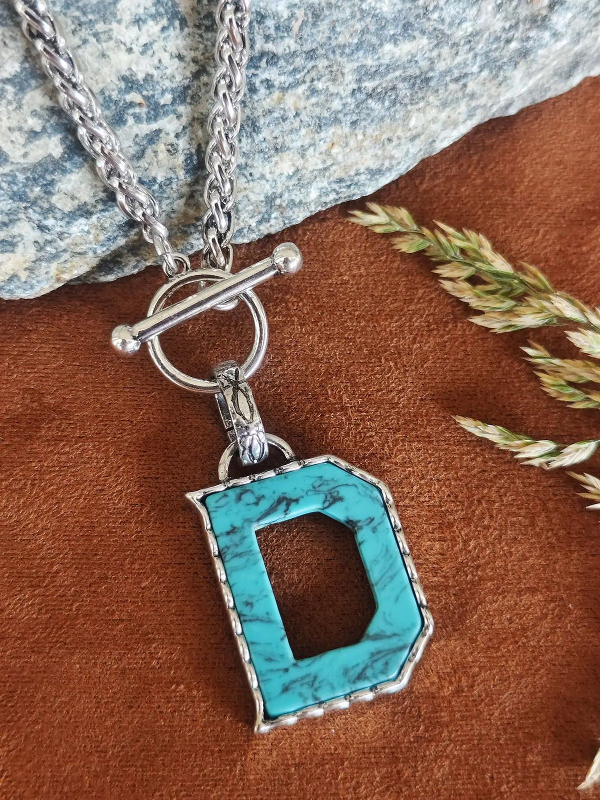 Turquoise Letter Toggle Necklace