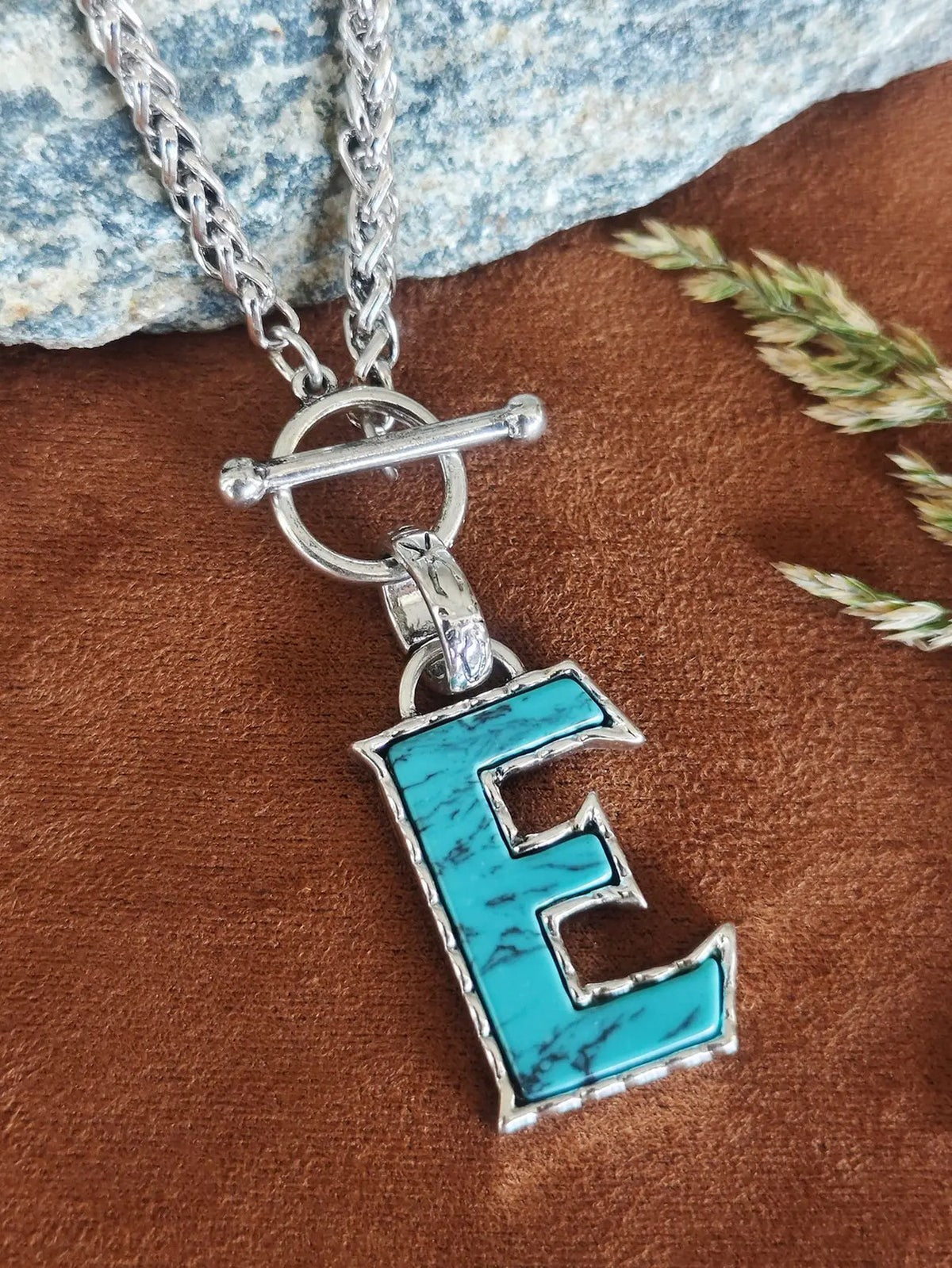 Turquoise Letter Toggle Necklace