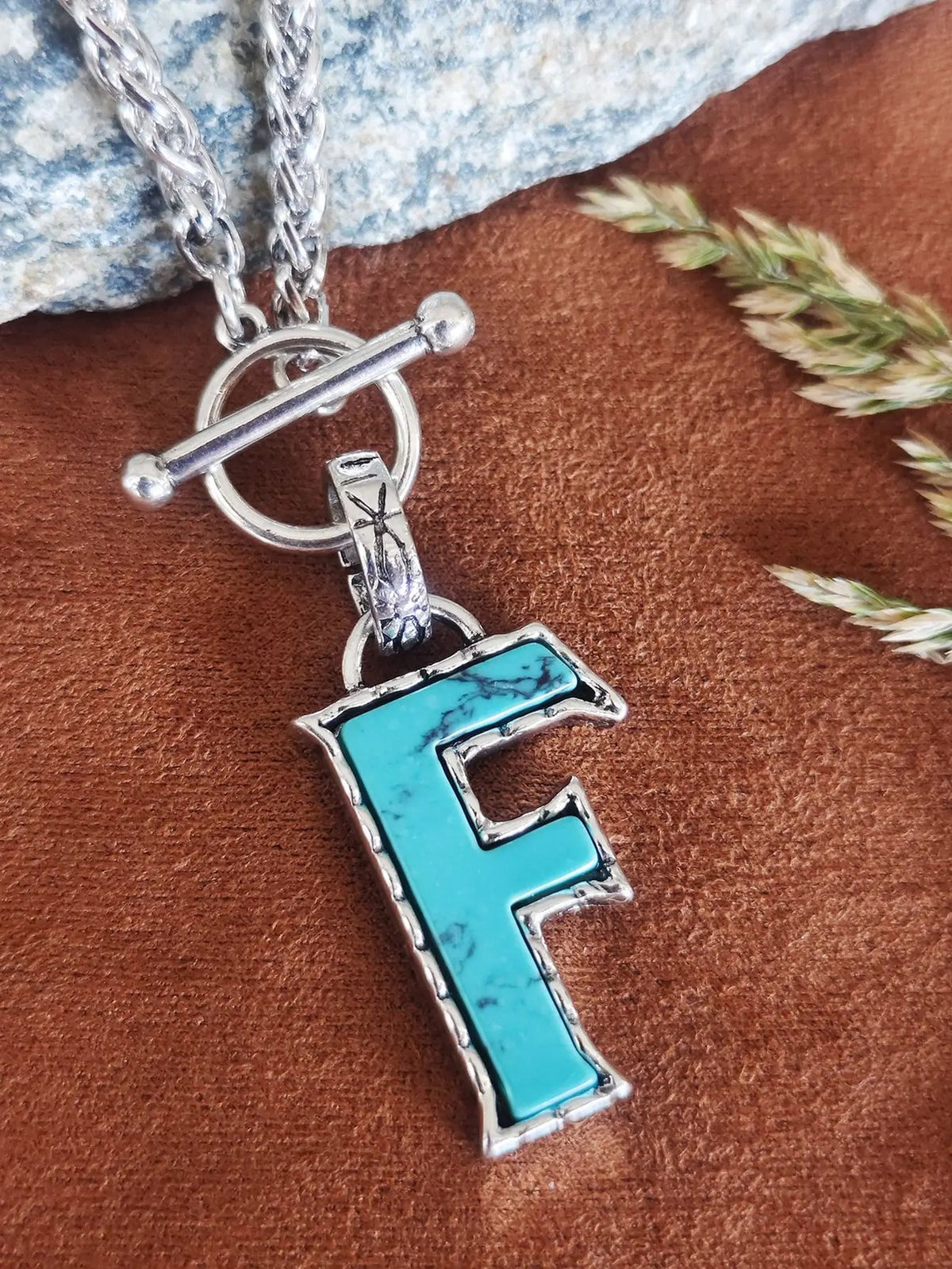 Turquoise Letter Toggle Necklace