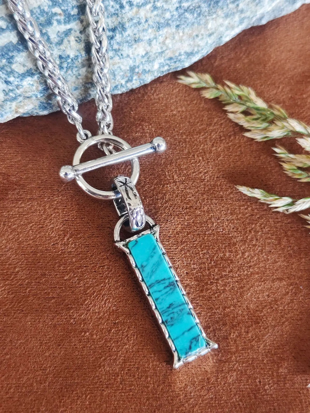 Turquoise Letter Toggle Necklace