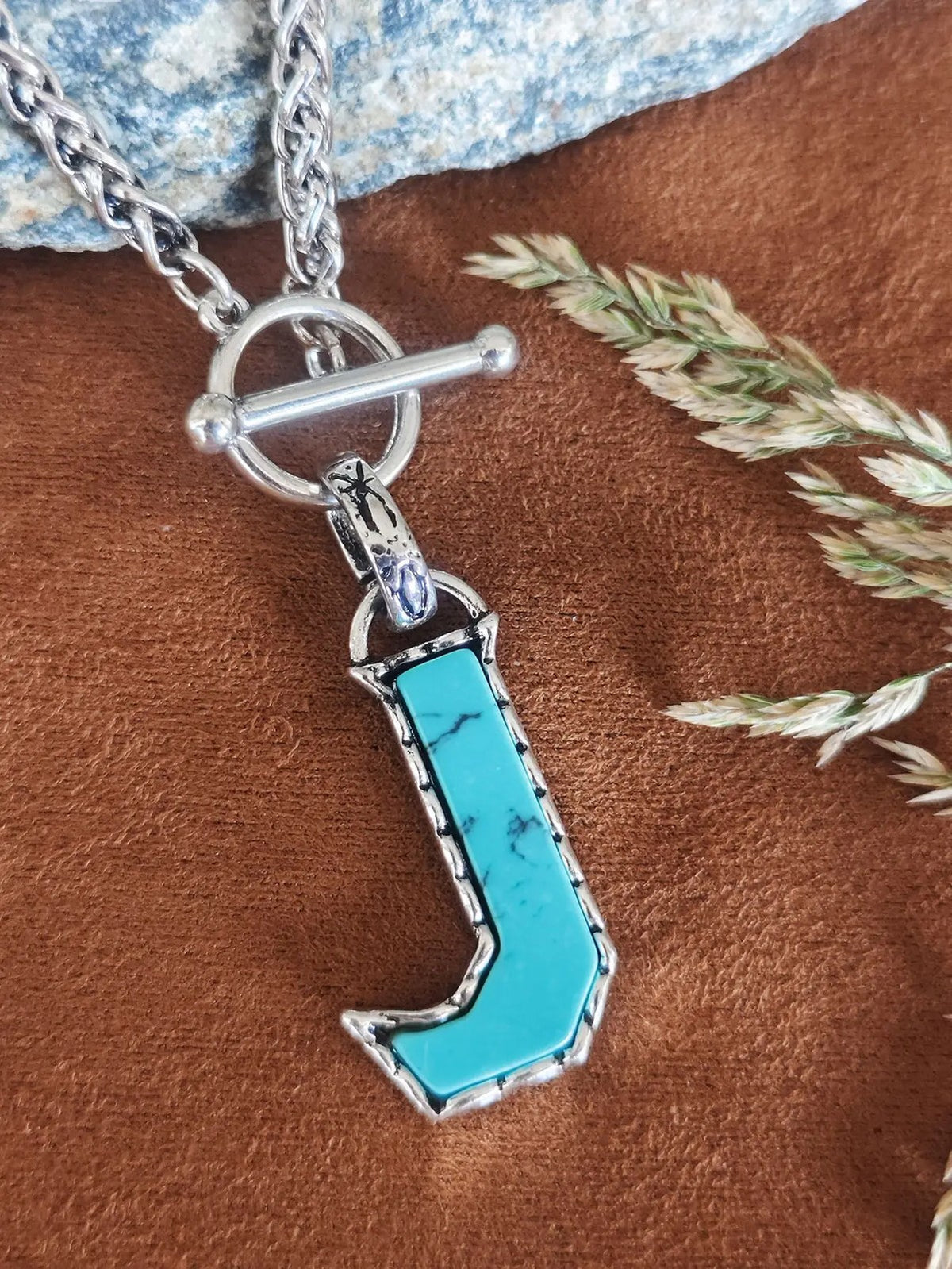 Turquoise Letter Toggle Necklace