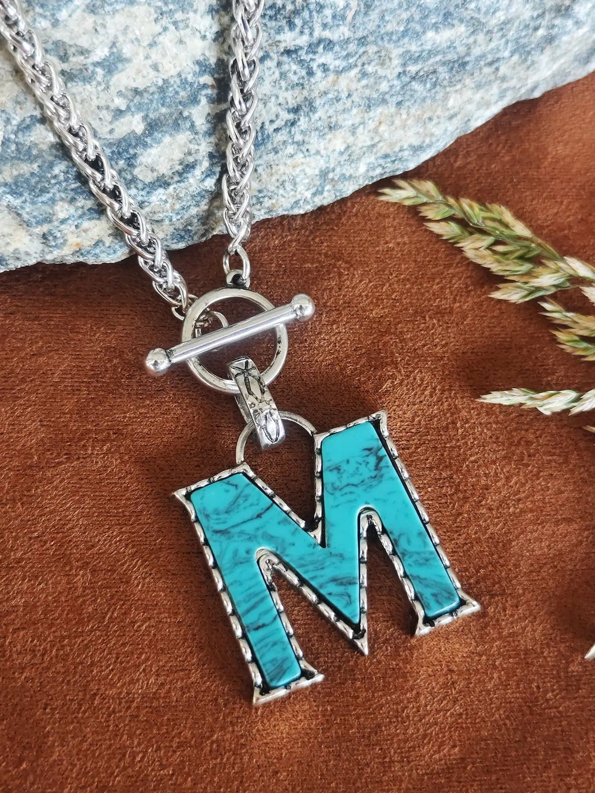 Turquoise Letter Toggle Necklace