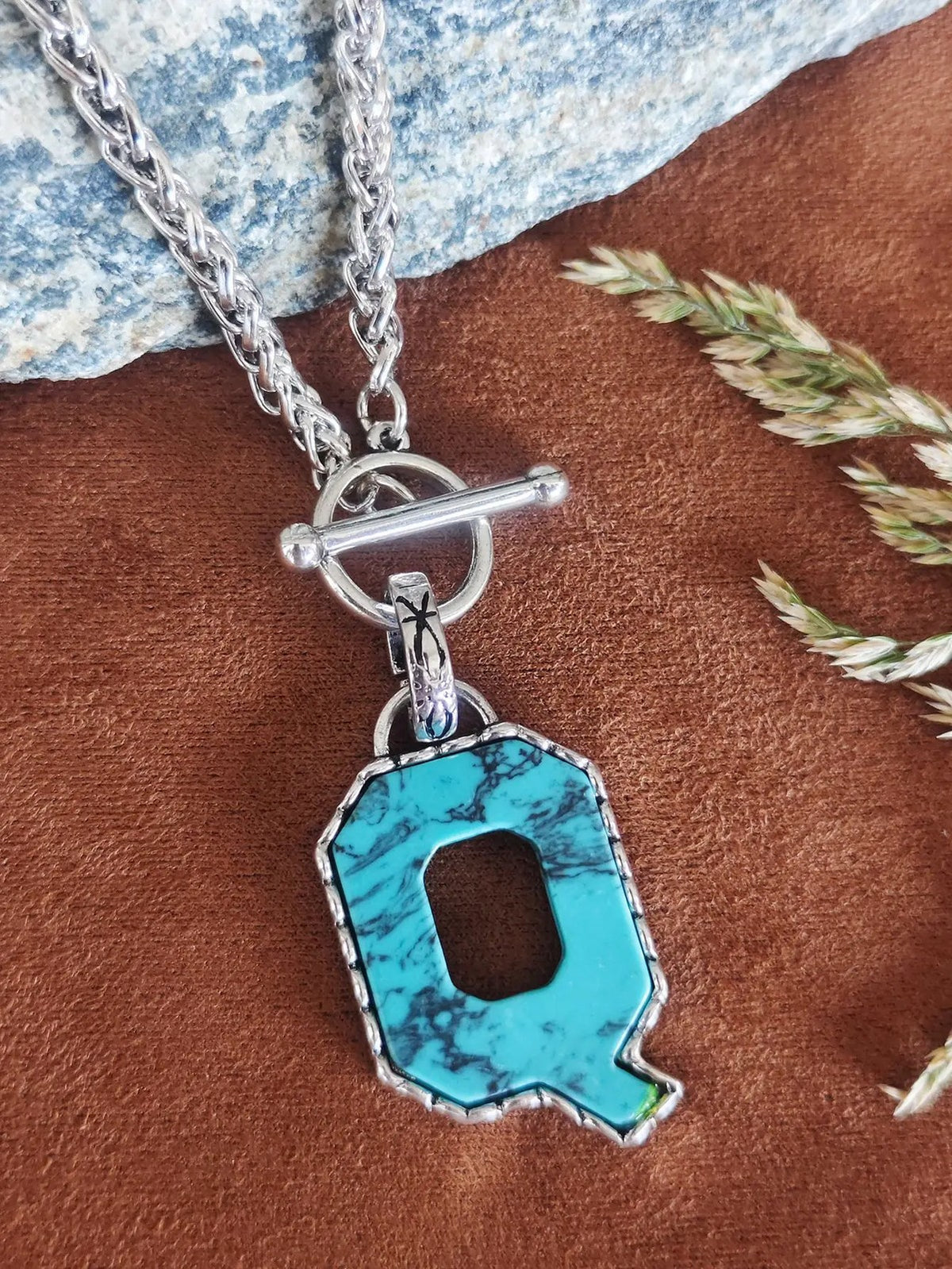Turquoise Letter Toggle Necklace