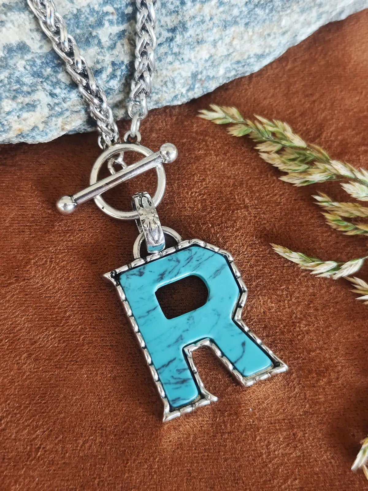 Turquoise Letter Toggle Necklace