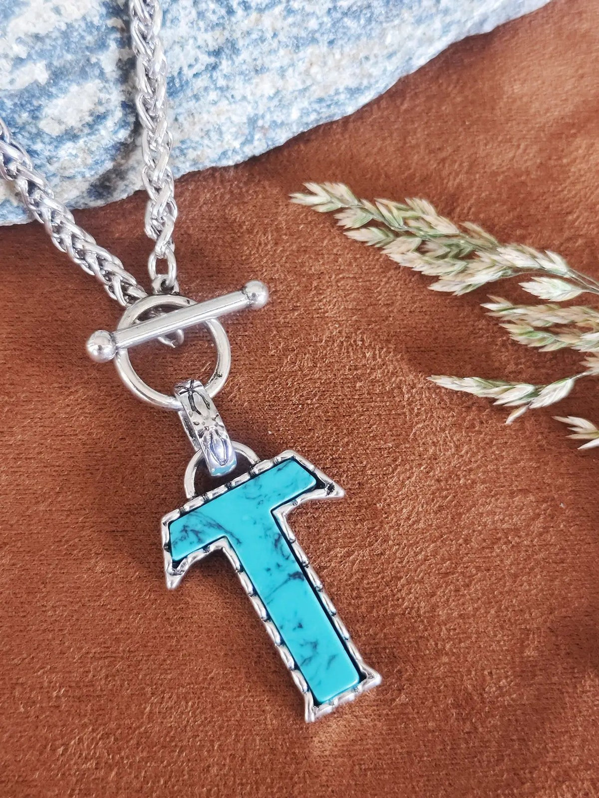 Turquoise Letter Toggle Necklace