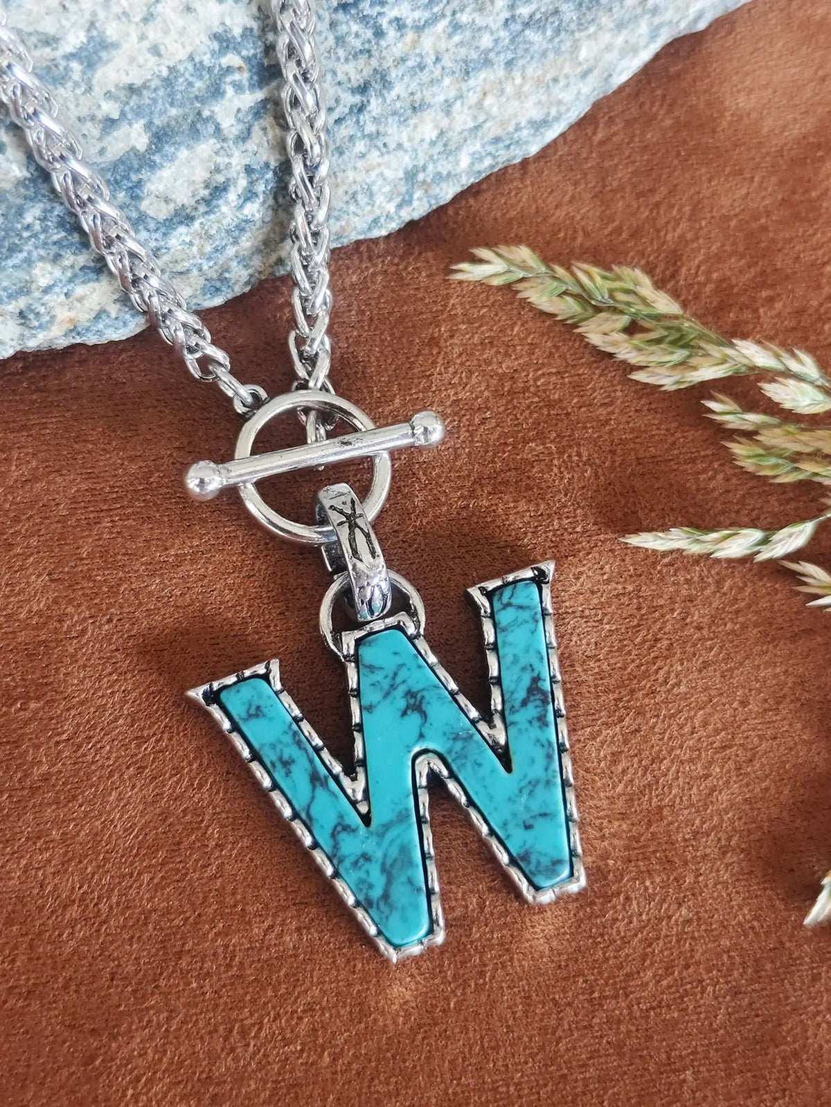 Turquoise Letter Toggle Necklace