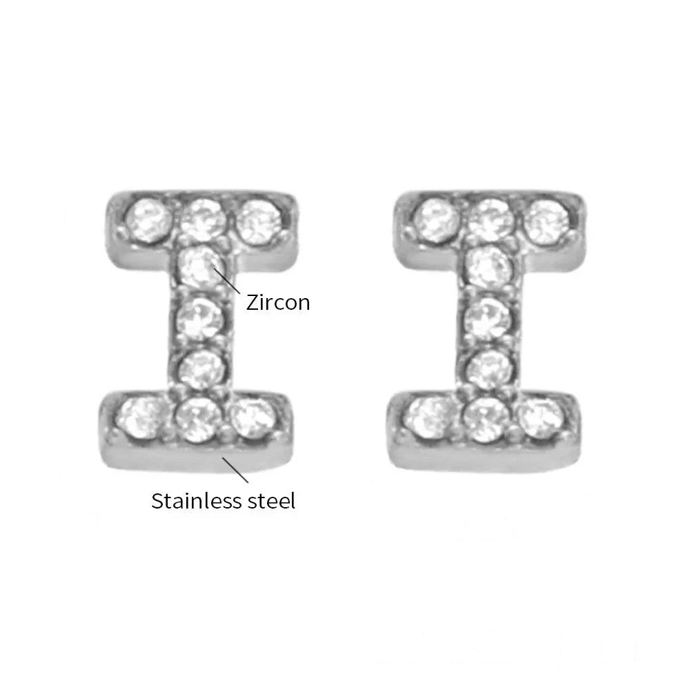 Gold Crystal Initial Letter Stud Earrings