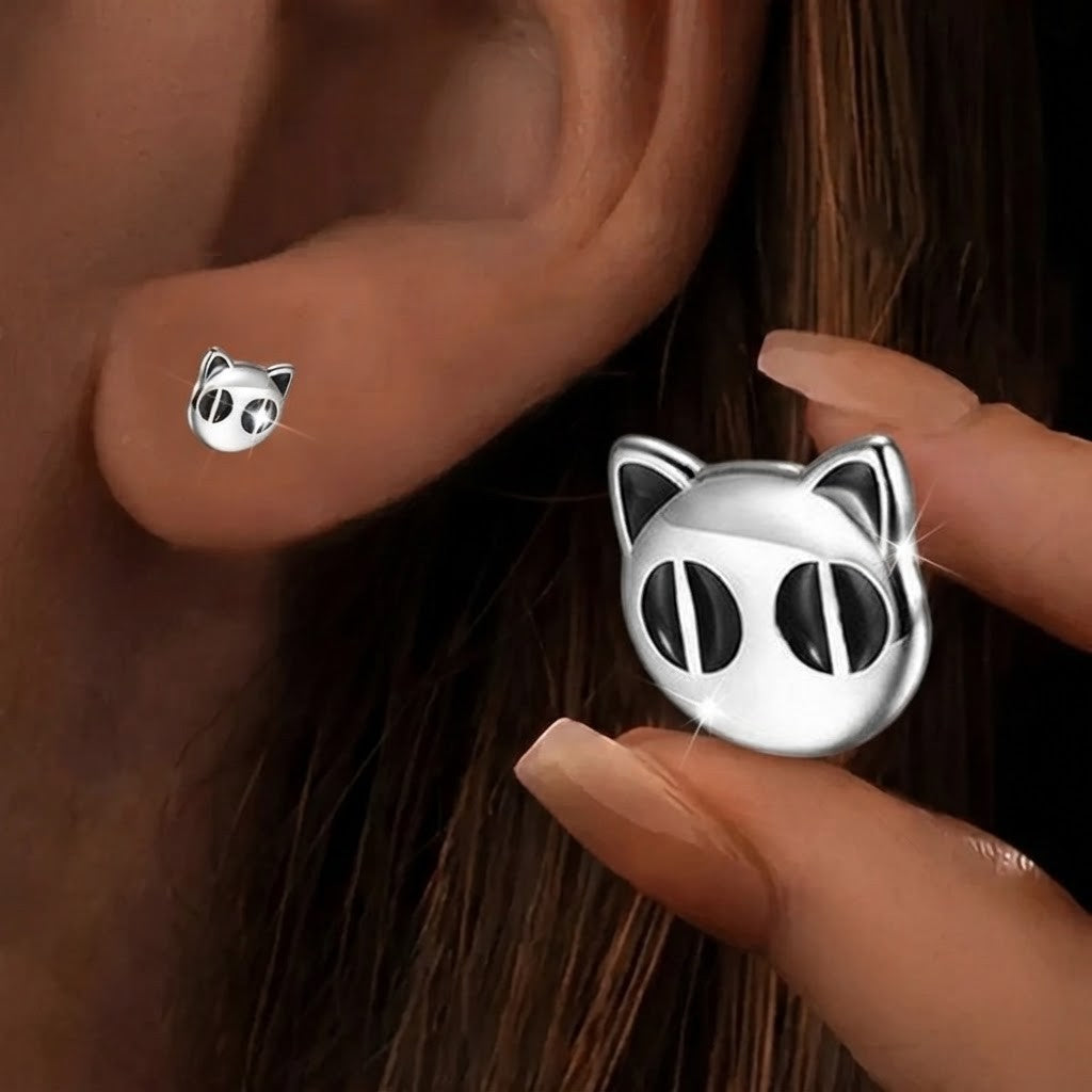 Cat Face Stud Earrings