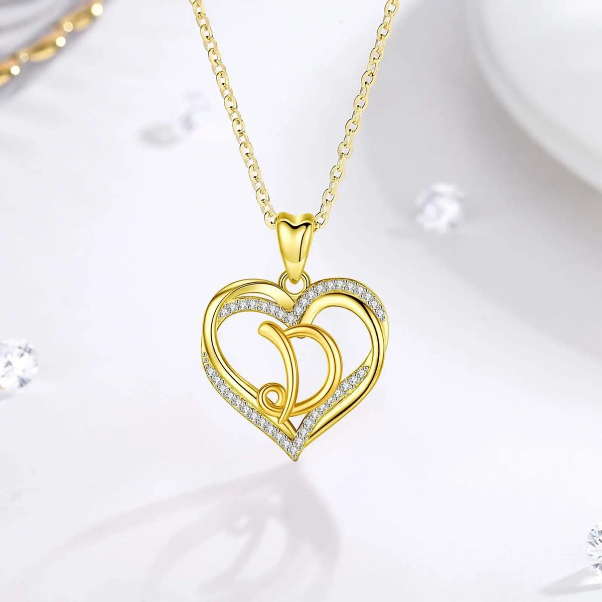 Crystal Heart Love Knot Necklace