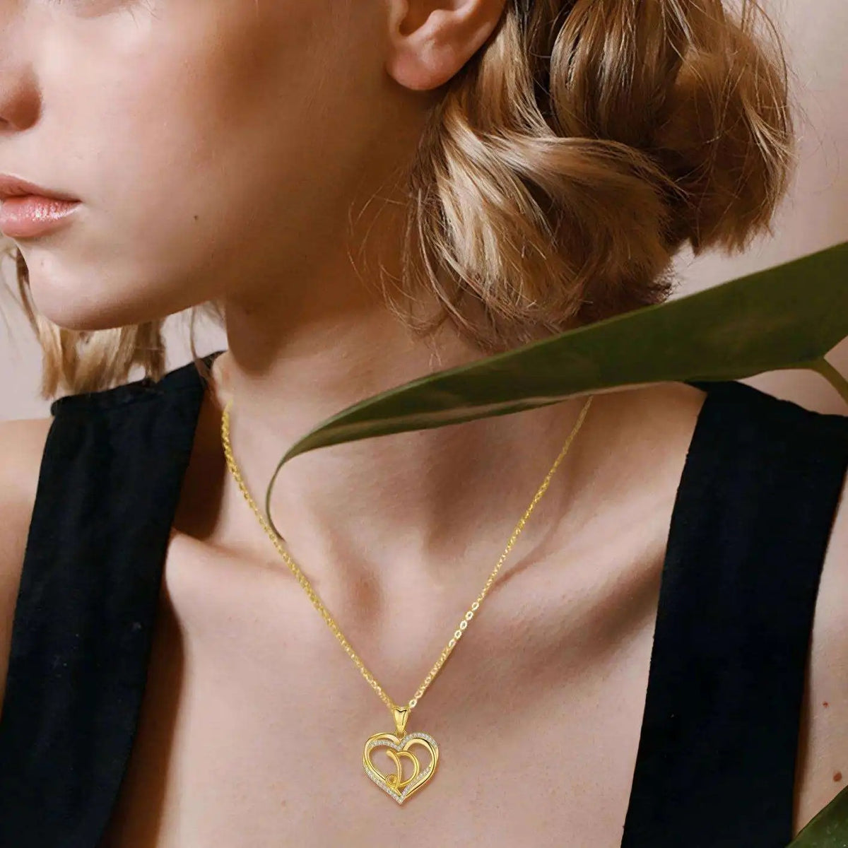Crystal Heart Love Knot Necklace