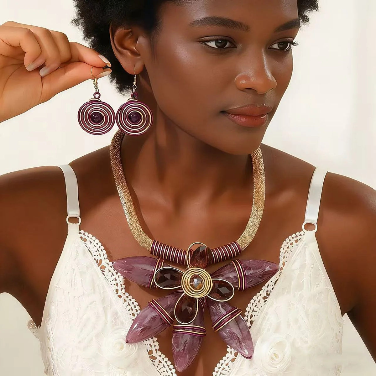 Turquoise Flower Statement Set
