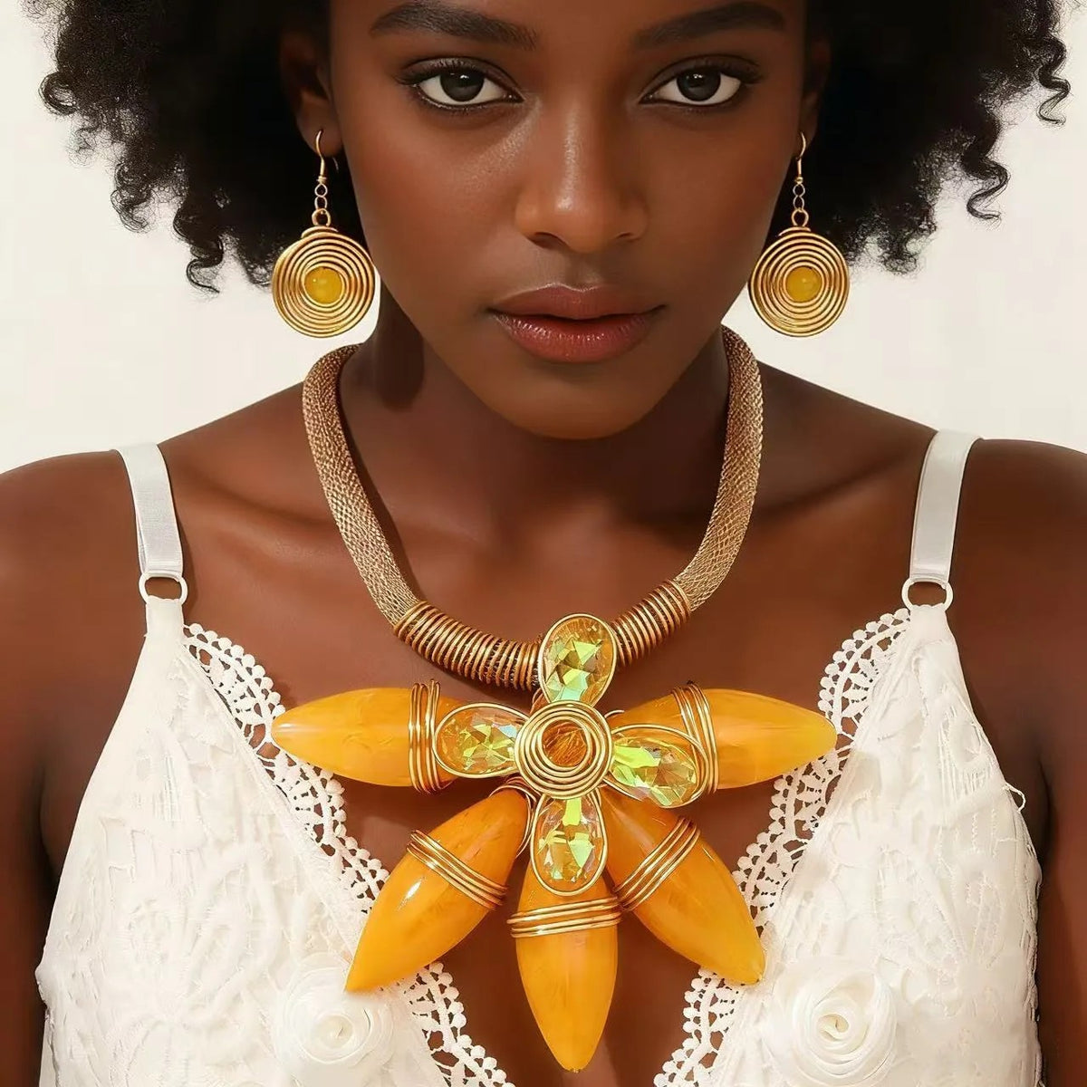 Turquoise Flower Statement Set