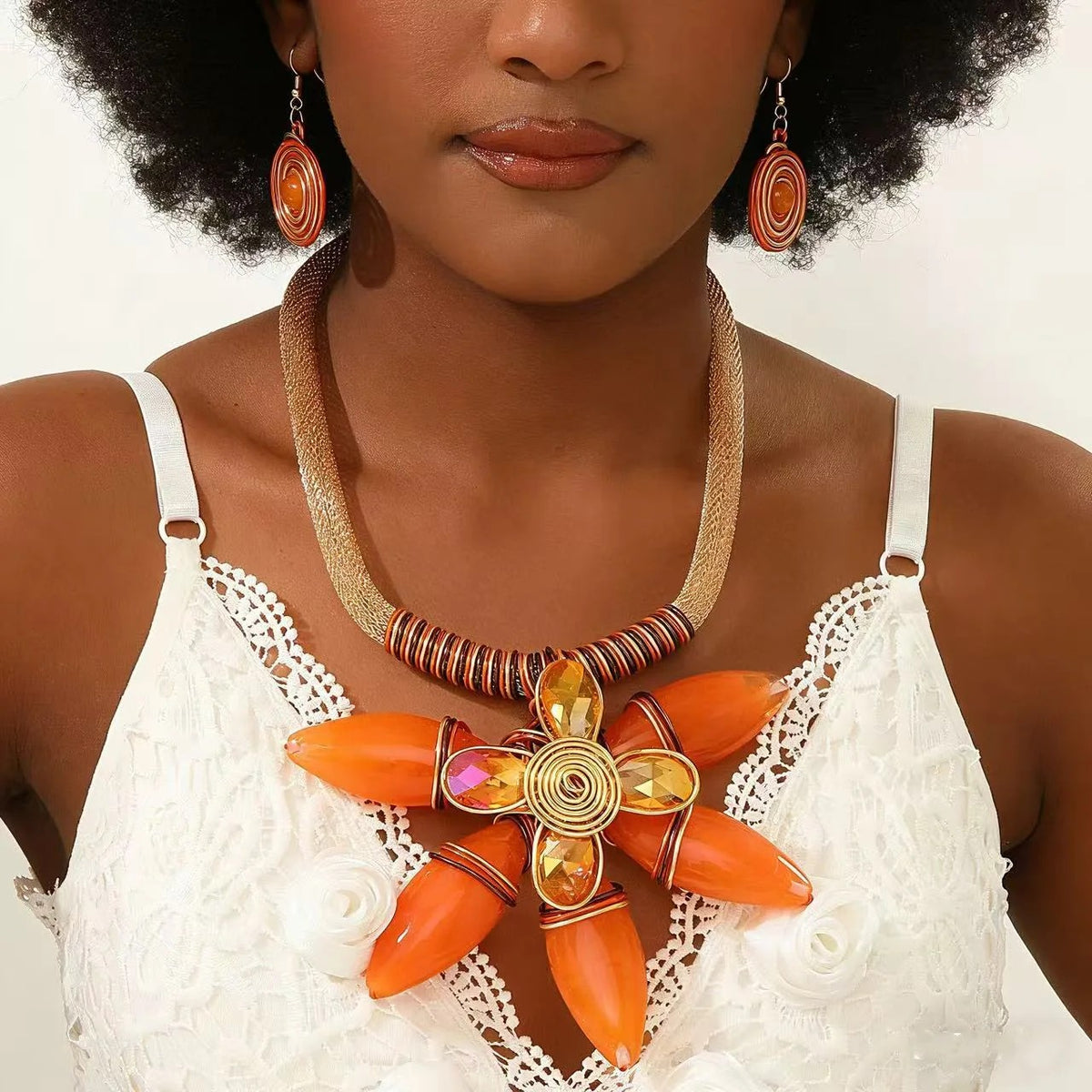 Turquoise Flower Statement Set