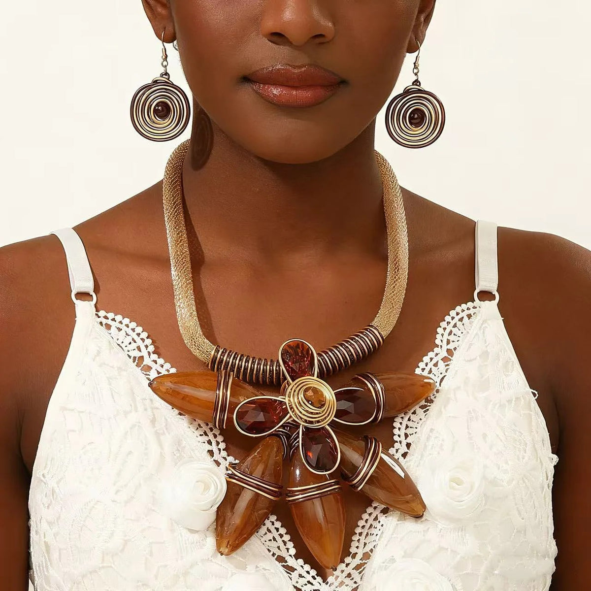 Turquoise Flower Statement Set