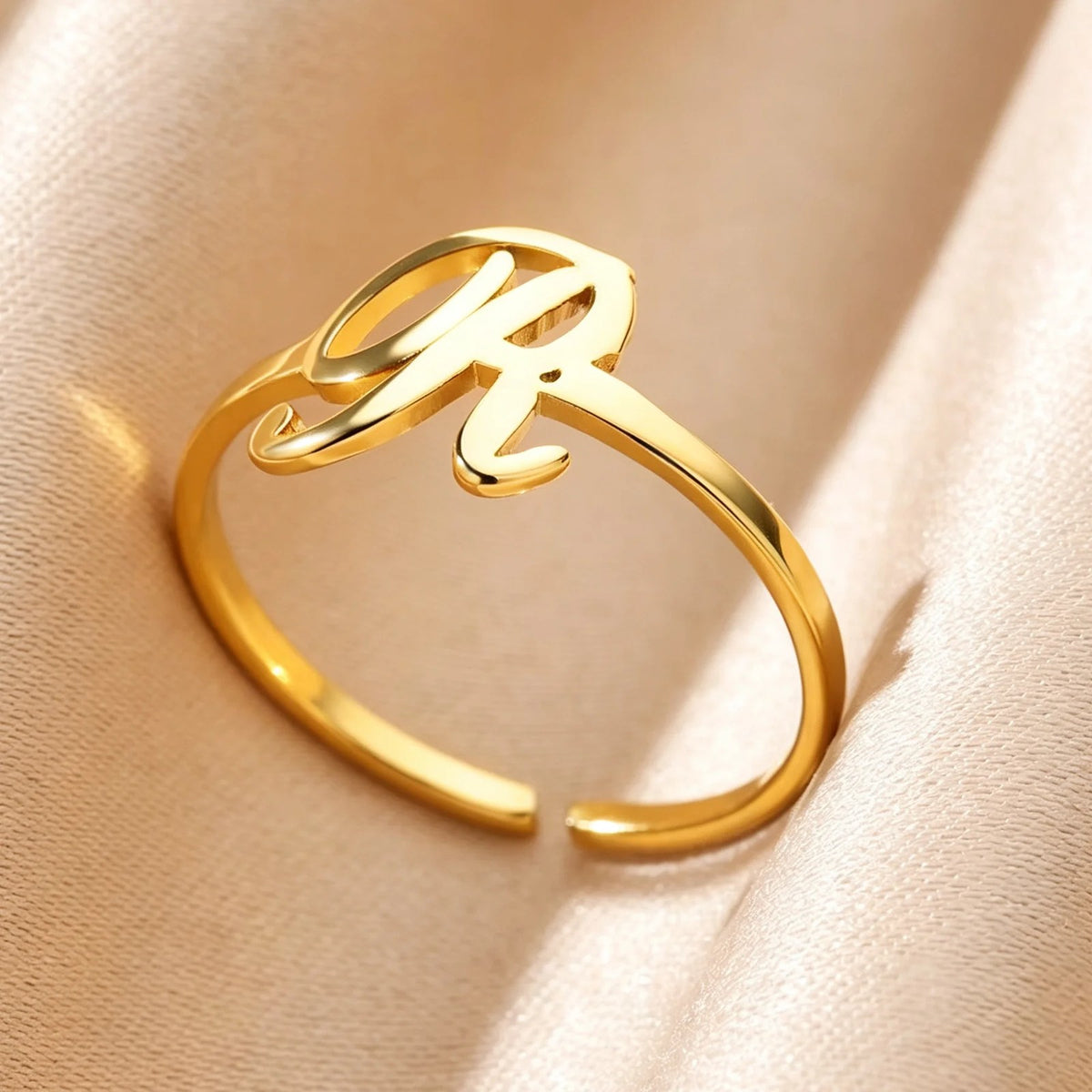 Initial Script Cuff Ring
