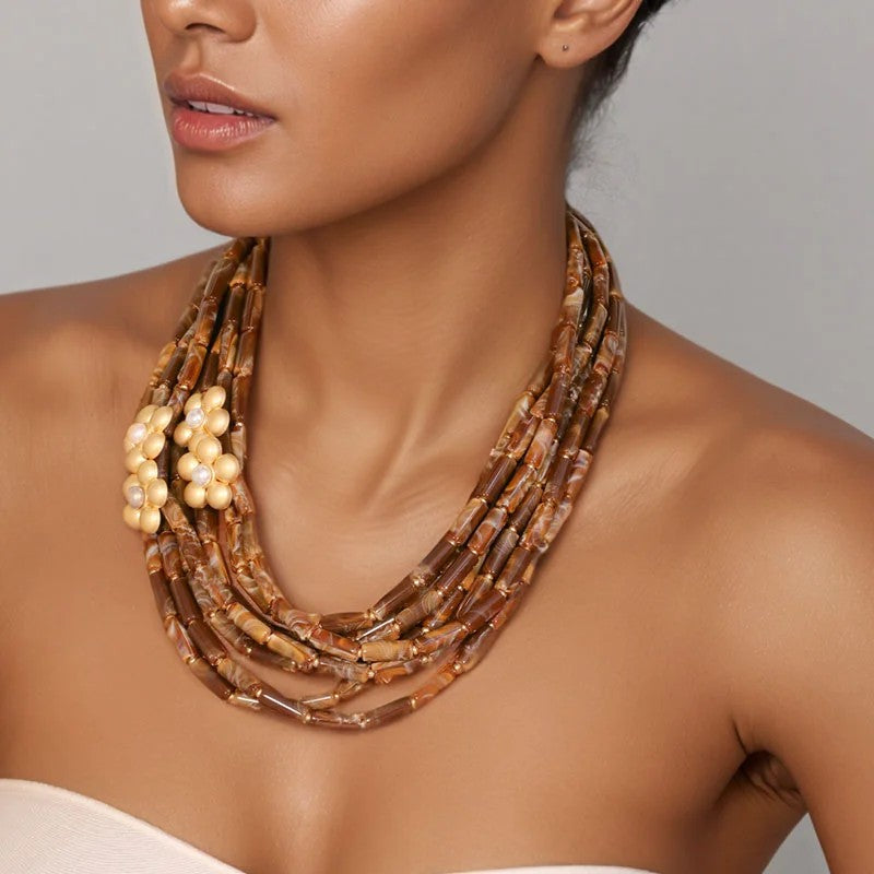 Layered Bead & Pearl Necklace