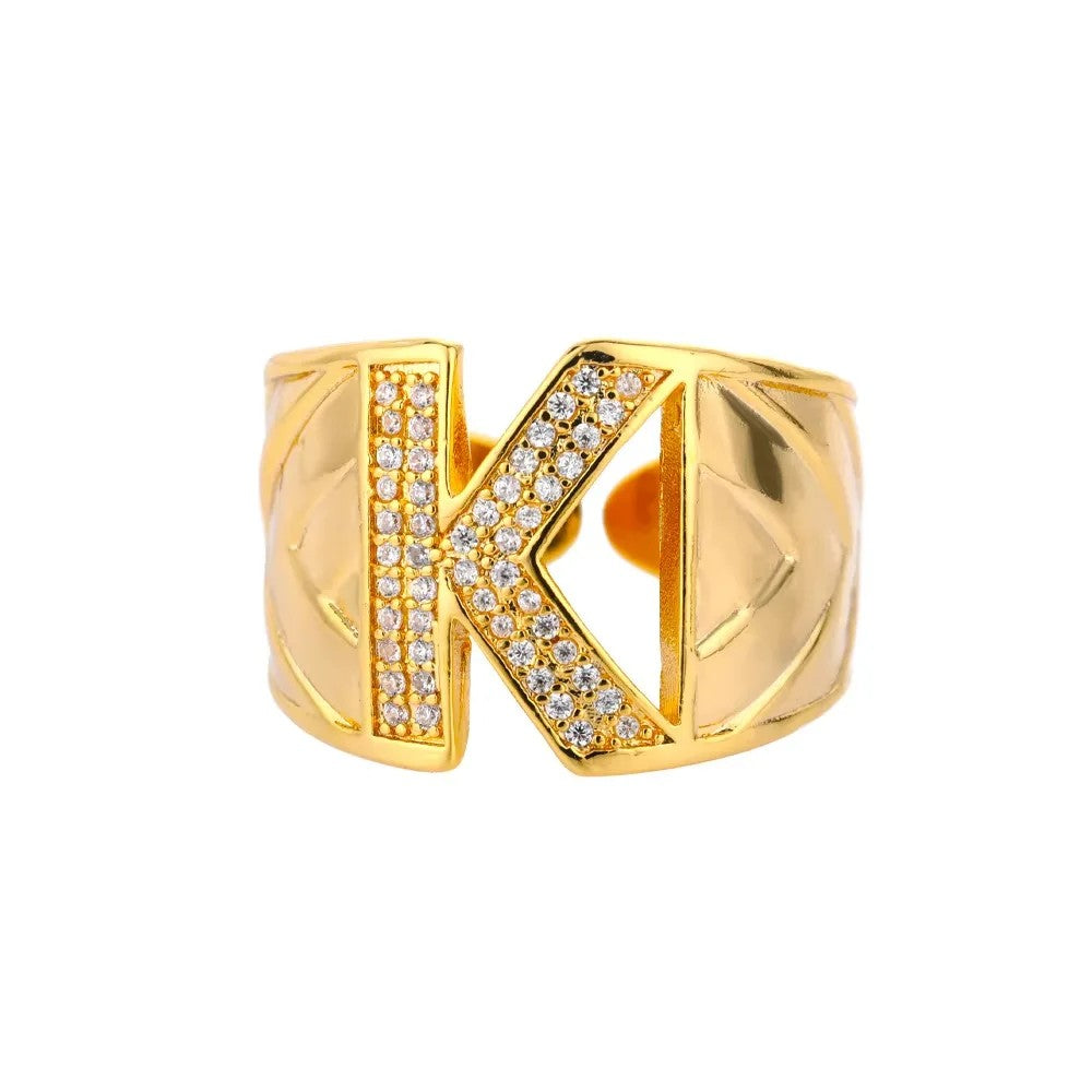 Crystal Initial Band Ring