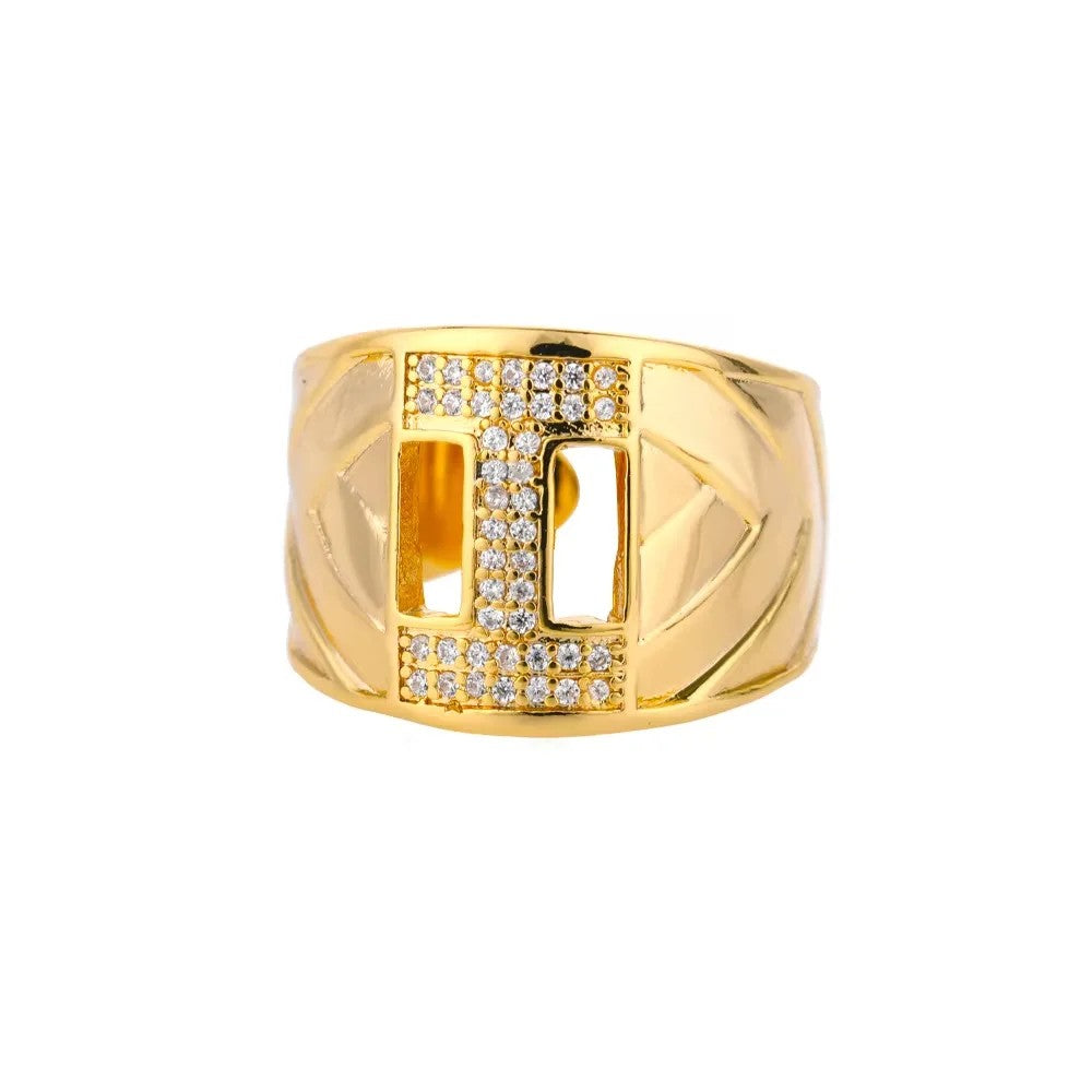 Crystal Initial Band Ring