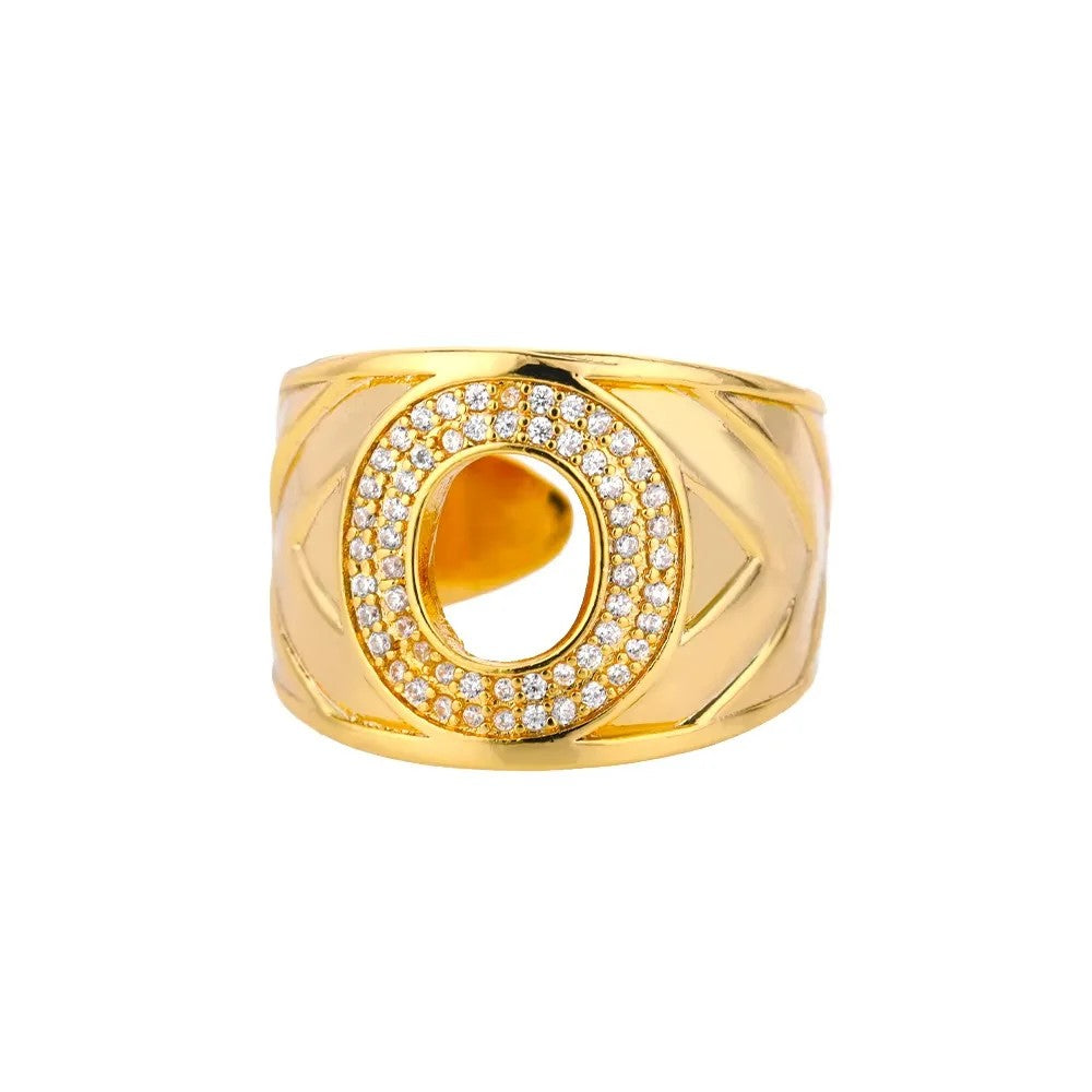 Crystal Initial Band Ring
