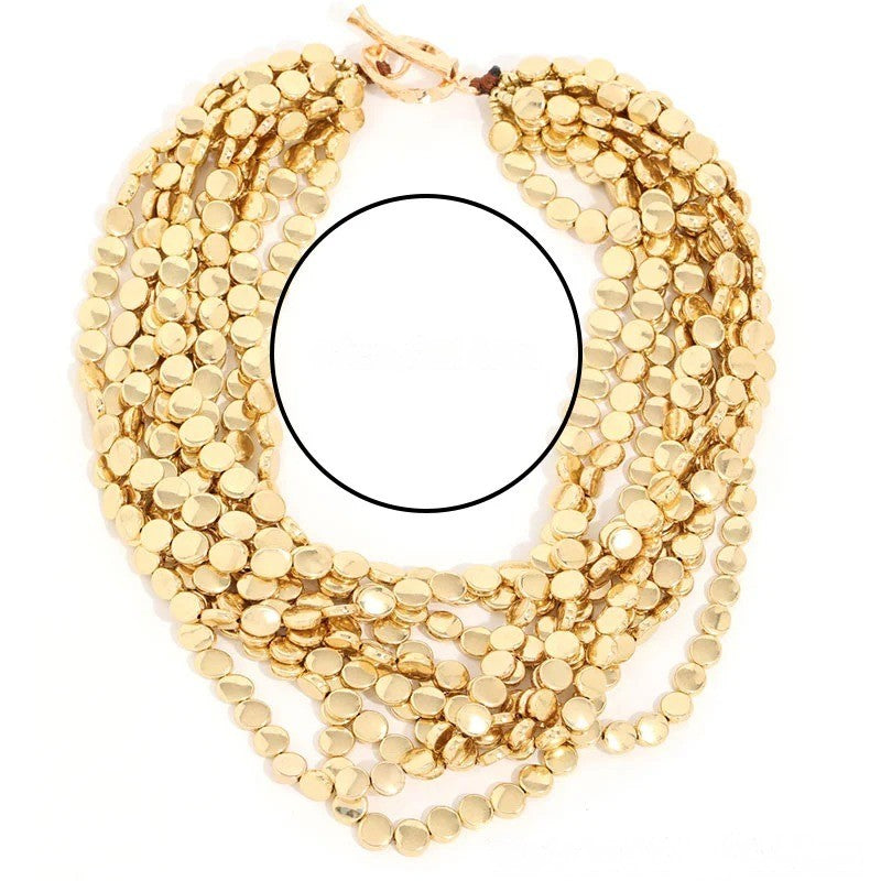Layered Geometric Coin Necklace
