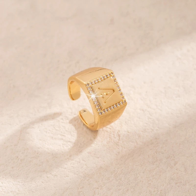 Square Initial Open Ring