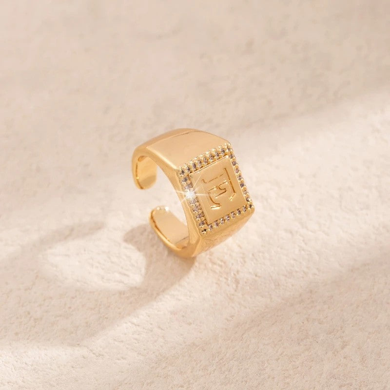 Square Initial Open Ring