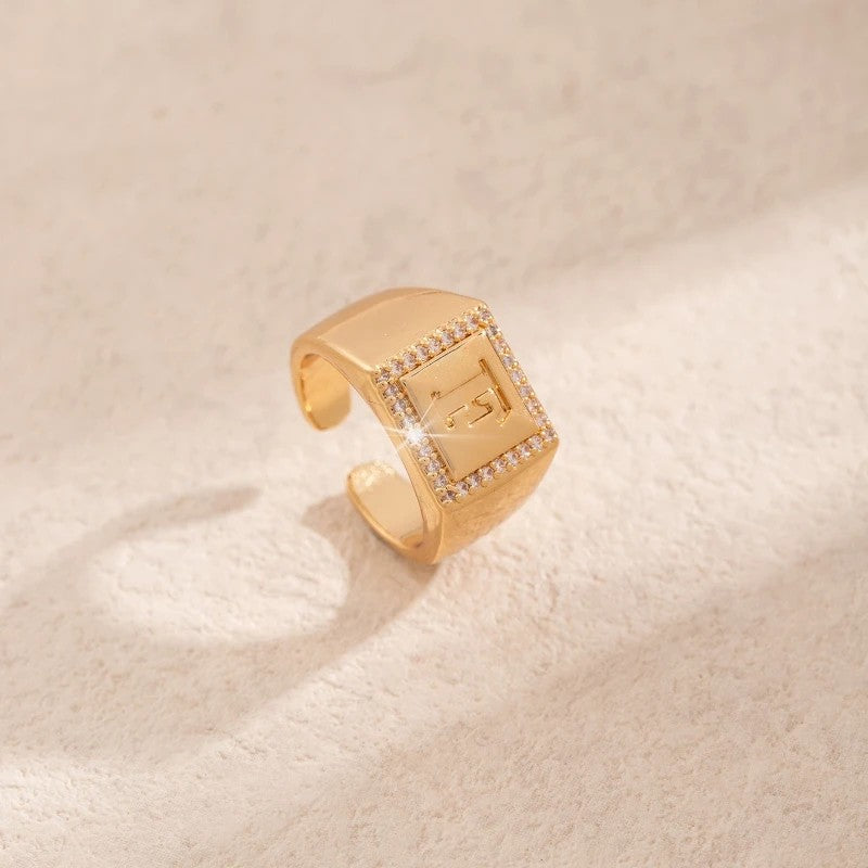Square Initial Open Ring