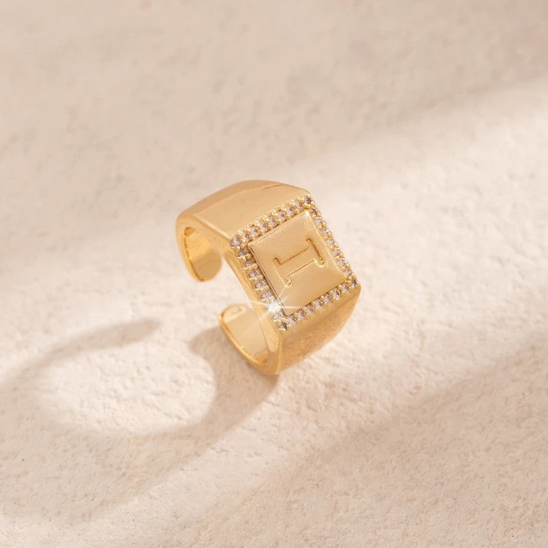 Square Initial Open Ring