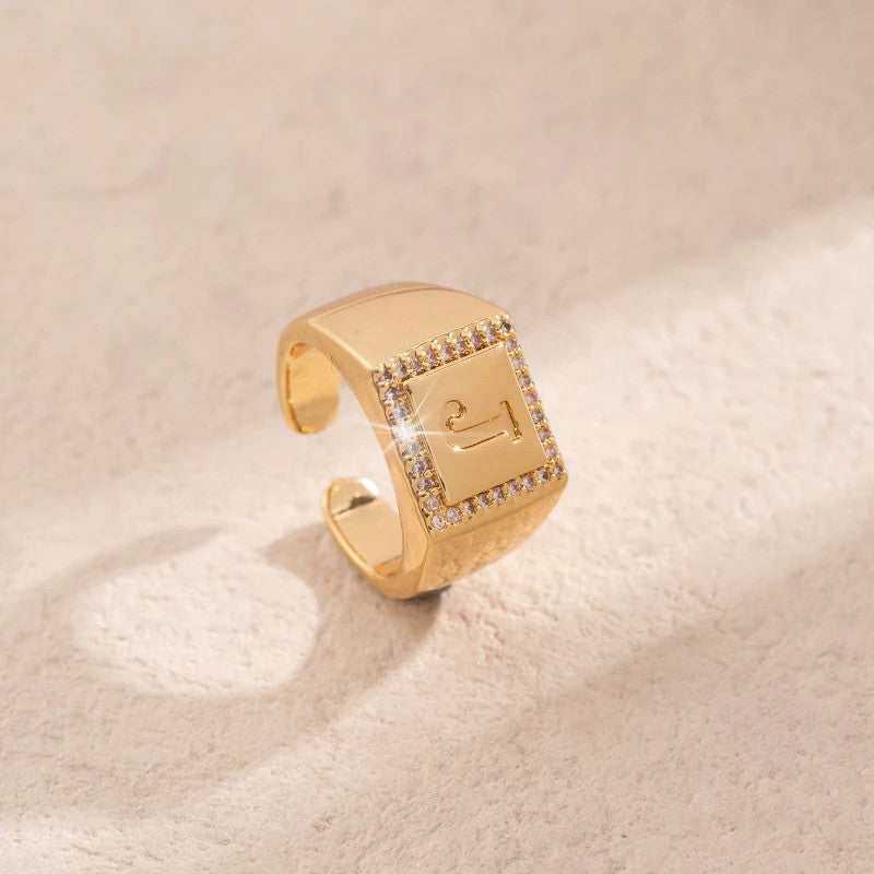 Square Initial Open Ring
