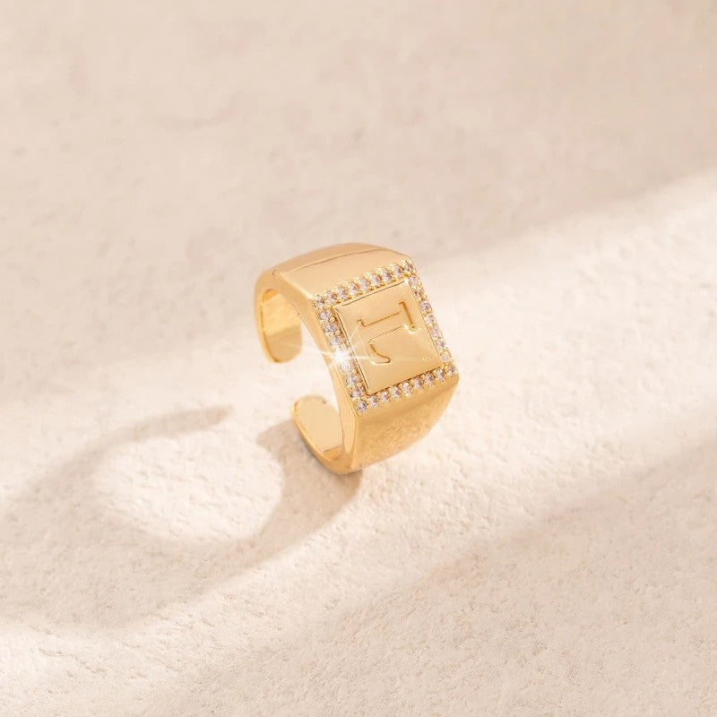 Square Initial Open Ring