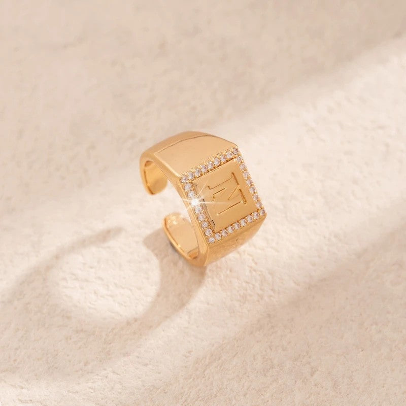 Square Initial Open Ring