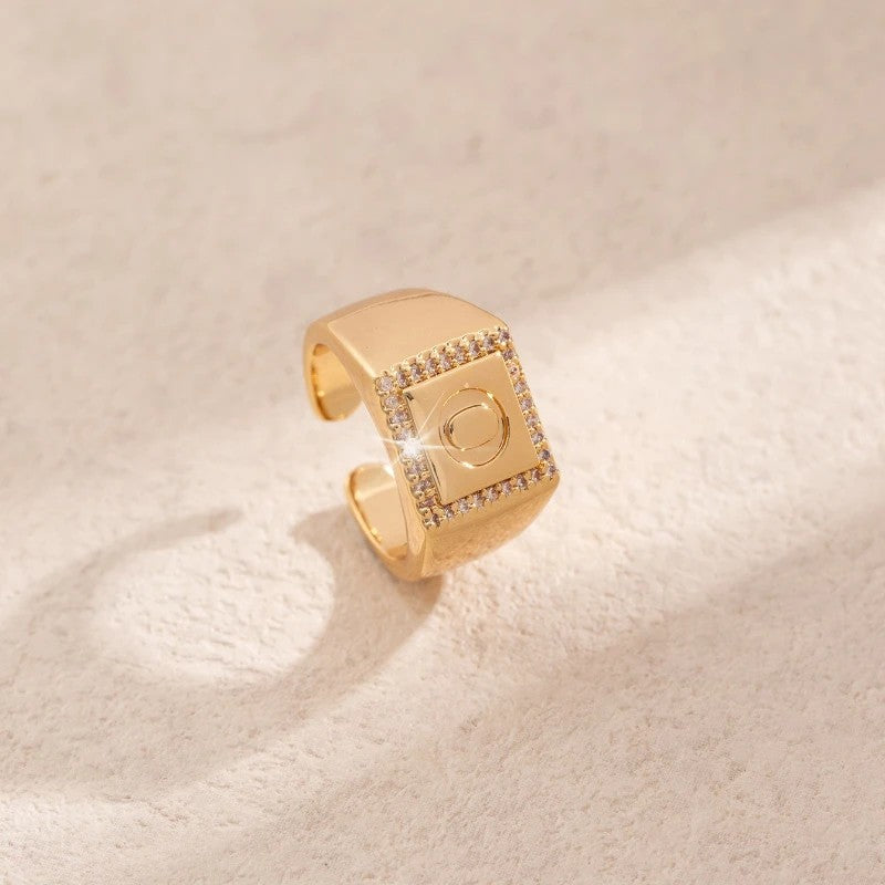 Square Initial Open Ring