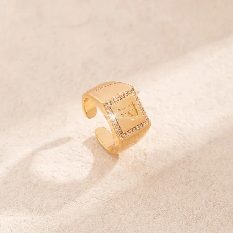 Square Initial Open Ring