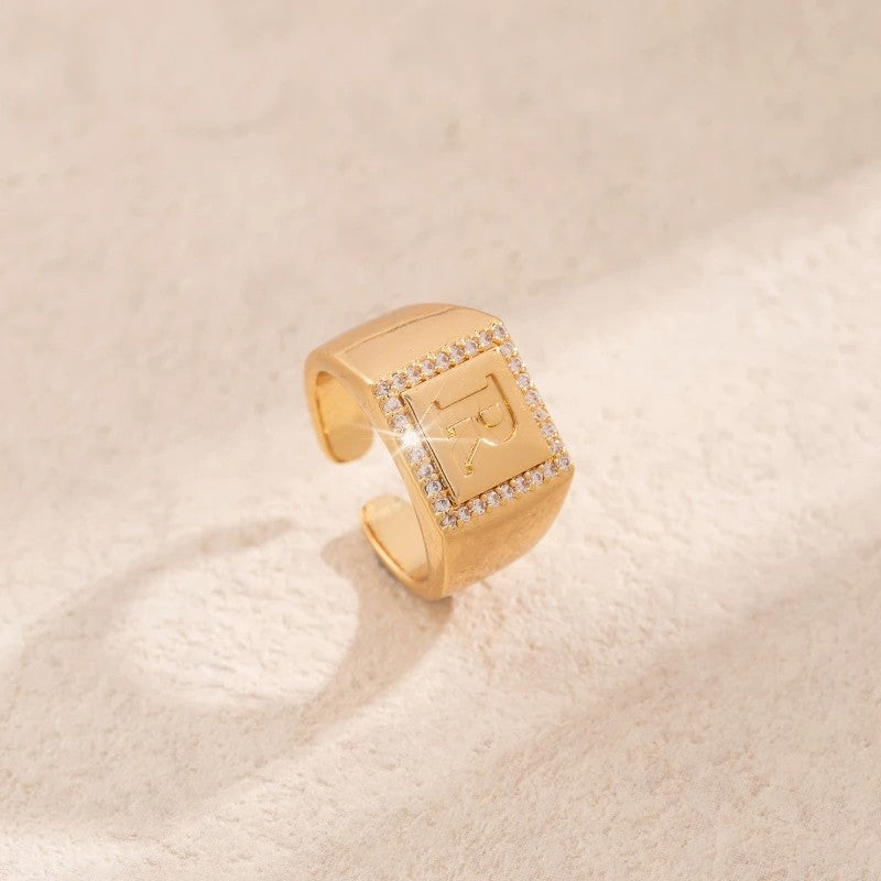 Square Initial Open Ring