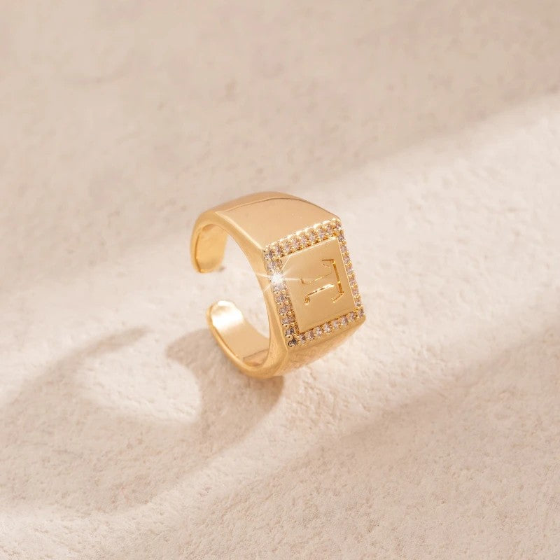 Square Initial Open Ring