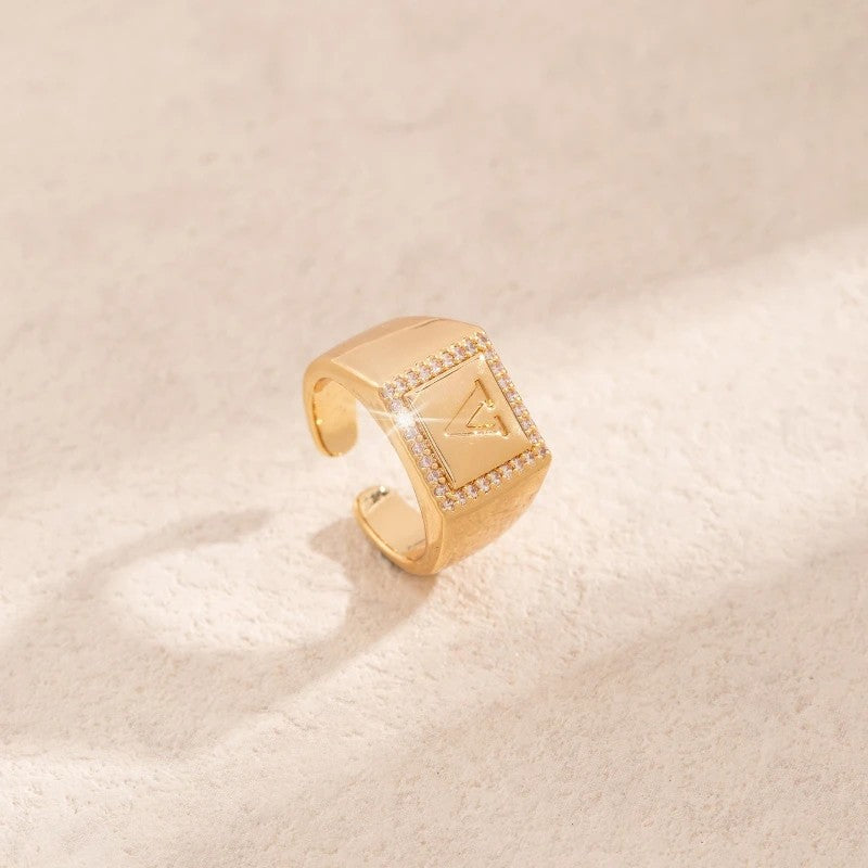 Square Initial Open Ring