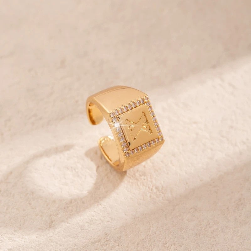 Square Initial Open Ring