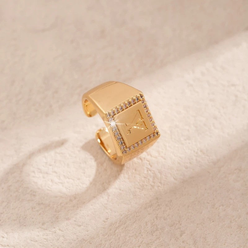 Square Initial Open Ring